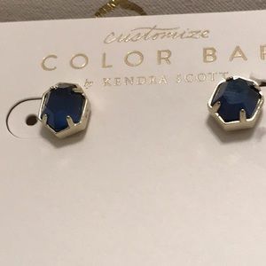 Kendra Scott Logancolorbar navy&gold studs dustbag